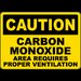 Caution Carbon Monoxide Area Sign